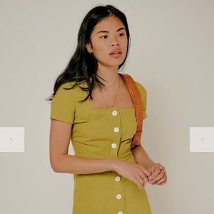 Lisa Says Gah! Rita Mini Dress - Olive Linen